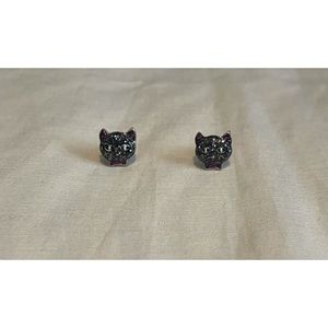 🌸✨Black Kitty Cat Sparkle Stud Earrings